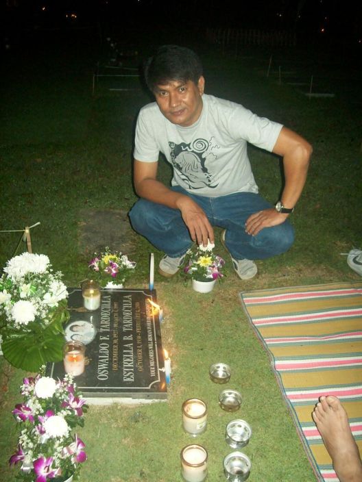 at the cemetery visiting my departed parents...