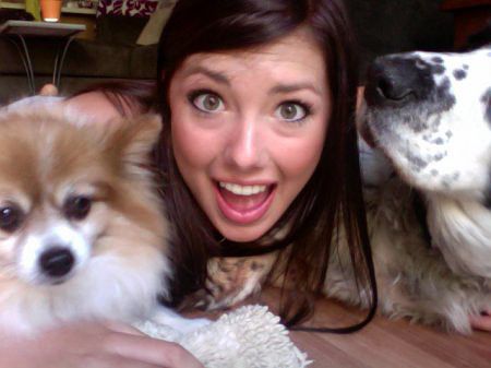 sandwiched by my dogs.. lol