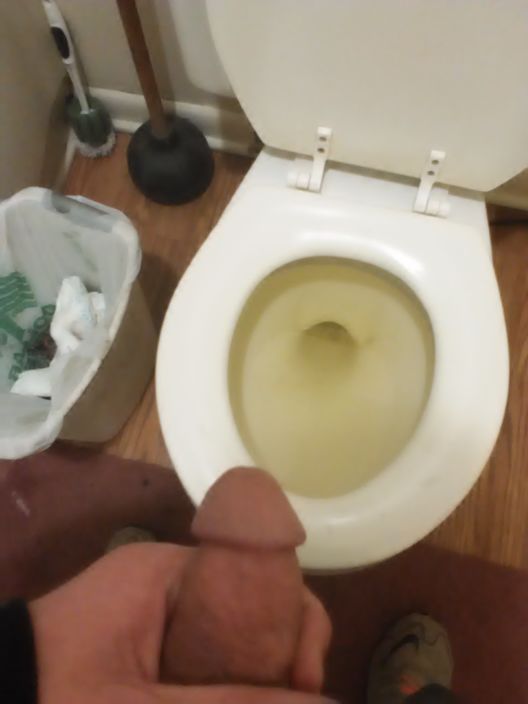 Tip of my cock in the bathroom, while getting fucked